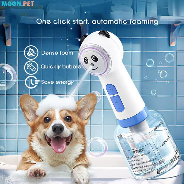 Fun Panda Pet Cleaning Bathing Electric Foam Machine Usb Charging Automatic Soap Dispenser Foam Machine Pet Accessories