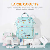 Diaper Bags Backpack Baby Bag for Mom Dad Baby Girls Boy, Cute Mult Diaper Nappy Bag Travel Back Pack,Waterproof Maternity Changing Bag Baby Stuff with USB Charging Port Stroller Straps Large Blue