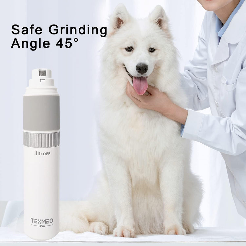 Professional Dog Nail Grinder with LED Light and Training Whistle, Quiet Stepless Speed Motor with 20H Working Time Smooth Paws Grooming for Large Medium Small Dog and Cat