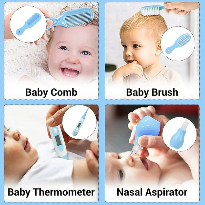 9 PCS Baby Grooming Baby Nail Kit,  Protable Newborn Nursery Health Care Set Include Baby Comb Nail Clipper Nose Cleaner Etc for Baby Girl & Boy Gifts Newborn Gift Set,Blue