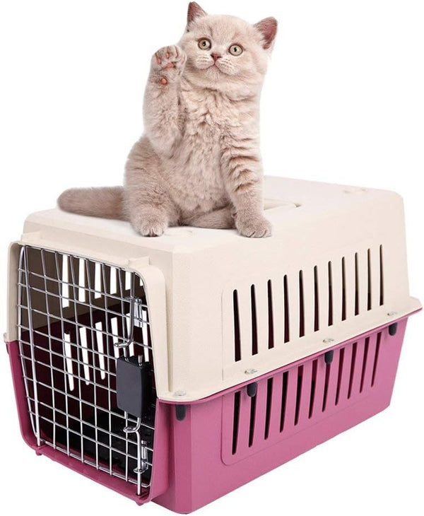 Medium Plastic Cat & Dog Carrier Cage Portable Pet Box Airline Approved