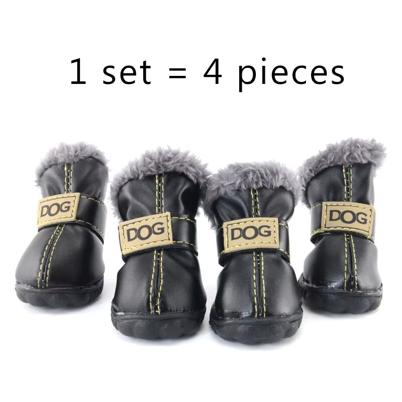 Winter Pet Dog Shoes Warm Snow Boots Waterproof Fur 4Pcs/Set Small Dogs Cotton Non Slip XS for Chihuahua Pug Pet Product