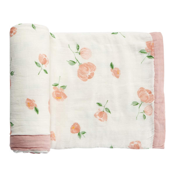 Muslin Baby Toddler Blanket- Large, Ultra-Soft Pink Rose Blanket for Girls- Baby Everything Blanket-Two Layer Stroller Blanket (Pink Rose)