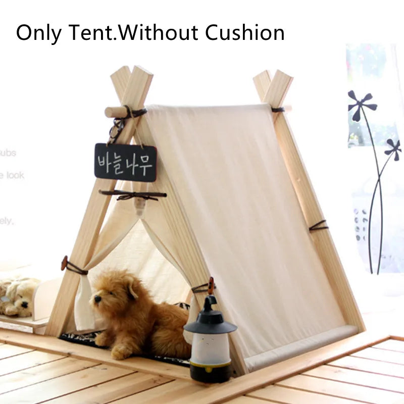 Dog Bed Tent Kennel Bed Cat Princess House Removable Washable Winter Summer Mat Pet Supplies White Canvas Tent Pet Product Dec