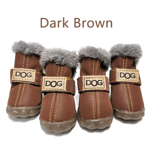 Winter Pet Dog Shoes Warm Snow Boots Waterproof Fur 4Pcs/Set Small Dogs Cotton Non Slip XS for Chihuahua Pug Pet Product