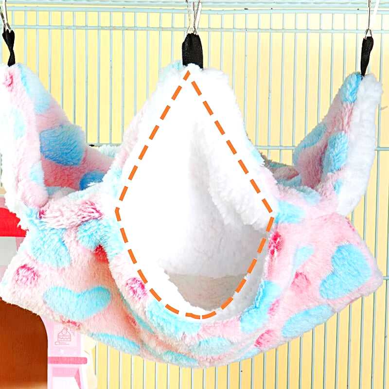 Hamster Hammock Small Pet Hanging Bed Double Warm Thickened Honeybug Flying Squirrel Guinea Pig Hammock Pet Cage Accessories