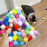 Cat Toys Interactive Launch Training Creative Kittens Mini Pompoms Games Stretch Plush Ball Toys Cat Supplies Pet Accessories