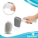 Automatic Pet Hair Removal Comb, Self-Cleaning Slicker Brush for Dogs & Cats- Grooming Shedding Brush for Small, Medium and Large Dogs and Cats- Pet Hair Brush with Soft Grip Handle- Grey