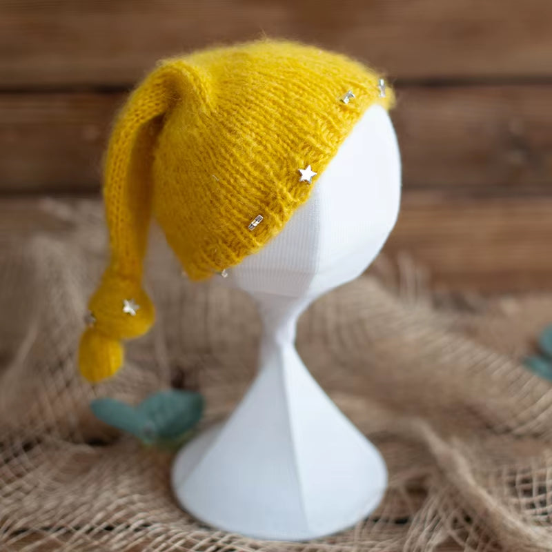 Vintage Newborn Photography Props Hat Hand Knitted Sleep Bonnet Crochet Baby Star Hat Photo Product