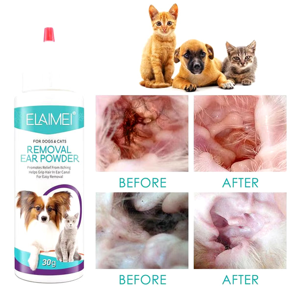 Pet Ear Powder Painless Hair Removal Powder Pet Health Care Ear Cleaner Odor Removal Pet Accessories for Dogs