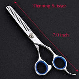 7 Inch Dog Grooming Kit Pet Cat Grooming Scissors Tool round Tips Professional Stainless Steel Curved Straight Thinning Shears Clippers (7 Inch, Blue)