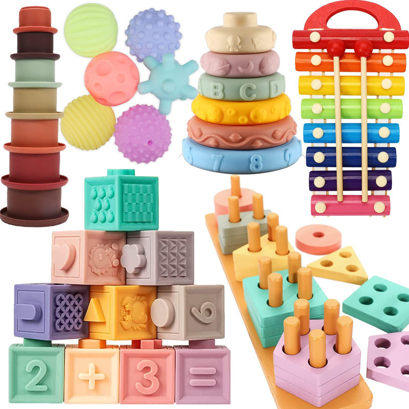 Baby Toys 6 to 12 Months, 6 in 1 Montessori Toys for Babies 6-12 Months, Sensory Toys for Toddlers 1-3, Montessori Toys