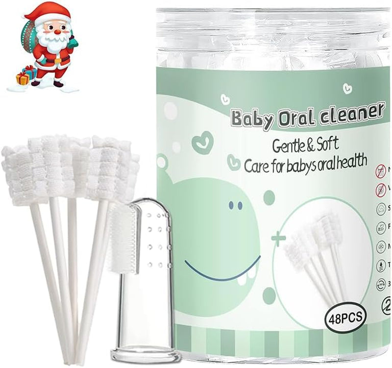 48PCS Baby Toothbrush, Newborn or Baby Tongue Cleaner, Disposable Baby Gum Cleaning Gauze, Oral Cleaning Care, Suitable for 0-36 Months Baby (1Pack)