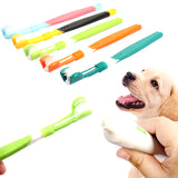 Three Sided Pet Toothbrush Three-Head Multi-Angle Toothbrush Cleaning Dog Cat Brush Bad Breath Teeth Care Tool