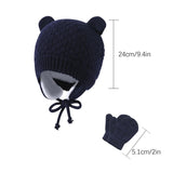 Kids Hats Winter Beanie Hat Mittens Set Warm Fleece Hat Baby Toddler Knitted Hat & Gloves for Boys, Girls