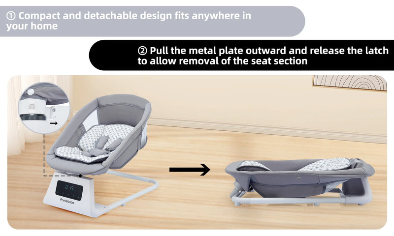 Unisex Baby Swing for Newborns,5 Speeds with Remote Control,Canopy,Mosquito Net(Grey)