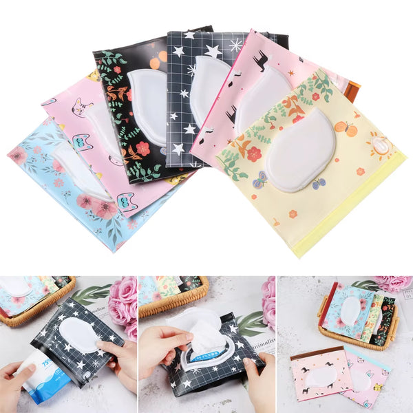 1Pc Cute Baby Wet Wipes Bag Flip Cover Tissue Box Fashion Useful Cosmetic Pouch Baby Product Stroller Carrying Case Acceseories