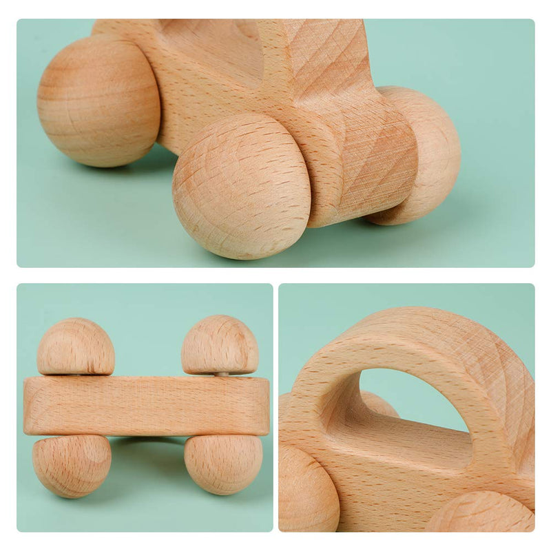 Wooden Toys for Babies, Wood Baby Teething Toys Set for Toddlers, Grasping Wooden Baby Teething Toys, Newborn Toys Gift, Hippo and Car