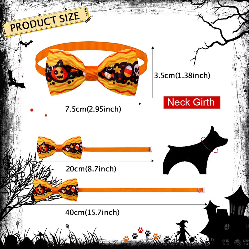 50Pcs Halloween Dog Supplies Small Dog Cat Bow Tie Neckties Skull Pet Accessories Pet Dog Hair Accessories for Small Dog Bows