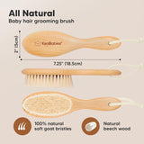 Baby Hair Brush - Baby Brush with Soft Goat Bristles, Cradle Cap Brush, Perfect Scalp Grooming Product for Infant, Toddler, Kids, Newborns, Baby Girls, Boys (Walnut, Oval)