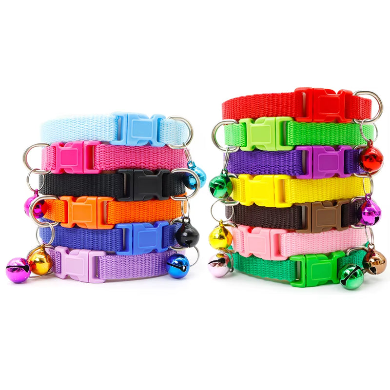 Wholesale 100Pcs Dog Collar with Bell Customize Adjustable Pet Product Accessories Buckles Cat ID Tag Bow Ties Rabbit Neckties