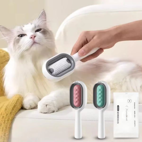 New Cat Brush Long Hair Remover Brush for Dog Cat Silicone Pet Grooming Comb with Wipe and Water Tank Pet Product Accessories