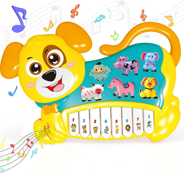 Baby Piano Toys 18 Months Light up Baby Musical Toys Early Learning Educational Baby Keyboard Infant Toys Baby Dog Piano Boys Girls Toddlers Gifts 18 Months