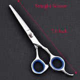 7 Inch Dog Grooming Kit Pet Cat Grooming Scissors Tool round Tips Professional Stainless Steel Curved Straight Thinning Shears Clippers (7 Inch, Blue)