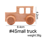 4Pc Wooden Baby Car Toys Beech Wooden Blocks Animal Dogs Cartoon Educational Montessori Toys for Children Teething Baby Teether