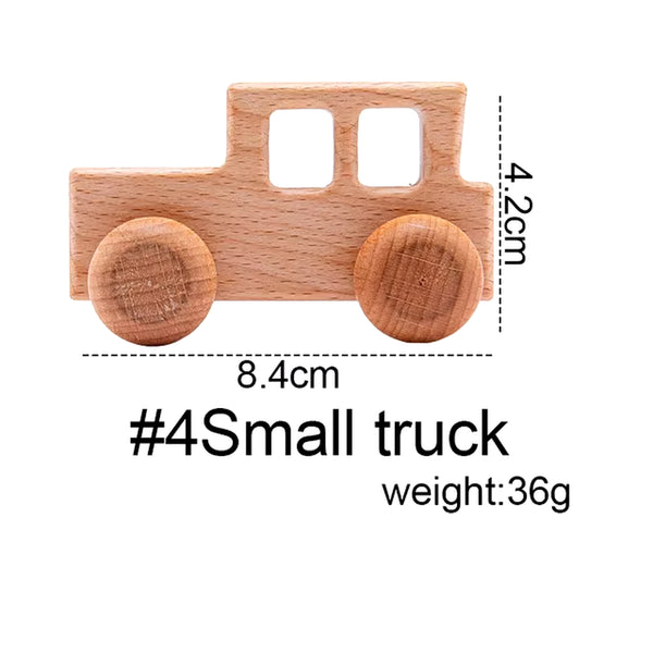 4Pc Wooden Baby Car Toys Beech Wooden Blocks Animal Dogs Cartoon Educational Montessori Toys for Children Teething Baby Teether