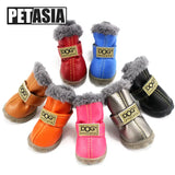 Winter Pet Dog Shoes Warm Snow Boots Waterproof Fur 4Pcs/Set Small Dogs Cotton Non Slip XS for Chihuahua Pug Pet Product