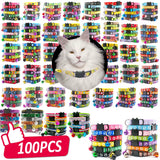 Wholesale 100Pcs Dog Collar with Bell Customize Adjustable Pet Product Accessories Buckles Cat ID Tag Bow Ties Rabbit Neckties