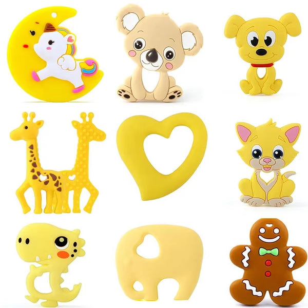 1Pcs Baby Animal Silicone Teethers Dog Dinosaur Koala Baby Teething Product Accessories for Pacifier Chains BPA Free