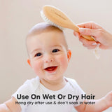 Baby Hair Brush - Baby Brush with Soft Goat Bristles, Cradle Cap Brush, Perfect Scalp Grooming Product for Infant, Toddler, Kids, Newborns, Baby Girls, Boys (Walnut, Oval)