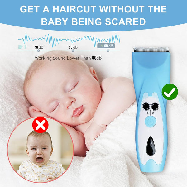 Baby Clippers Hair Quiet Electric Baby Hair Trimmer with Cute Hairdressing Cape for Kids Waterproof Rechargeable Cordless Haircut Kit for Toddler Kids