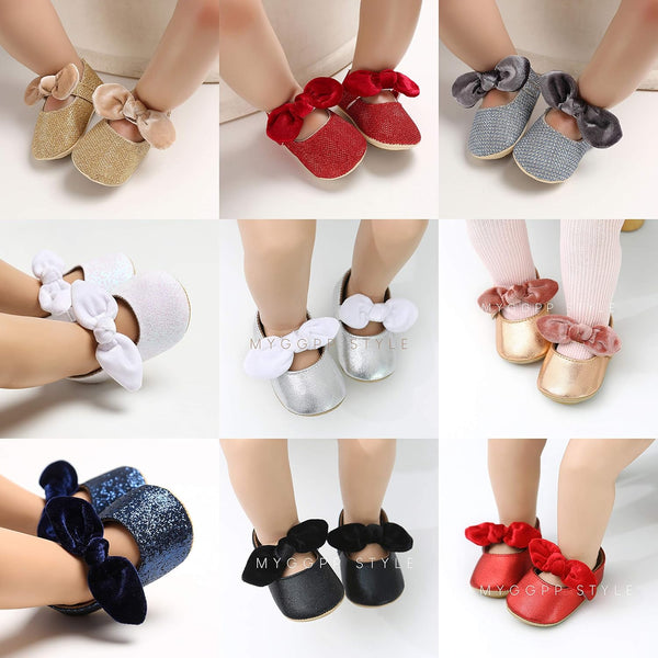 Antheron Baby Girls Mary Jane Flats with Bowknot Non-Slip Toddler First Walkers Princess Dress Shoes