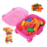 DIY Educational Blocks Baby Travel Case Plastic Rolling Luggage for Toddler