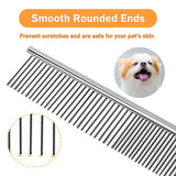 7.3" Pet Dog Cat Metal Teeth Fur Care Metallic Grooming Comb Silver Tone