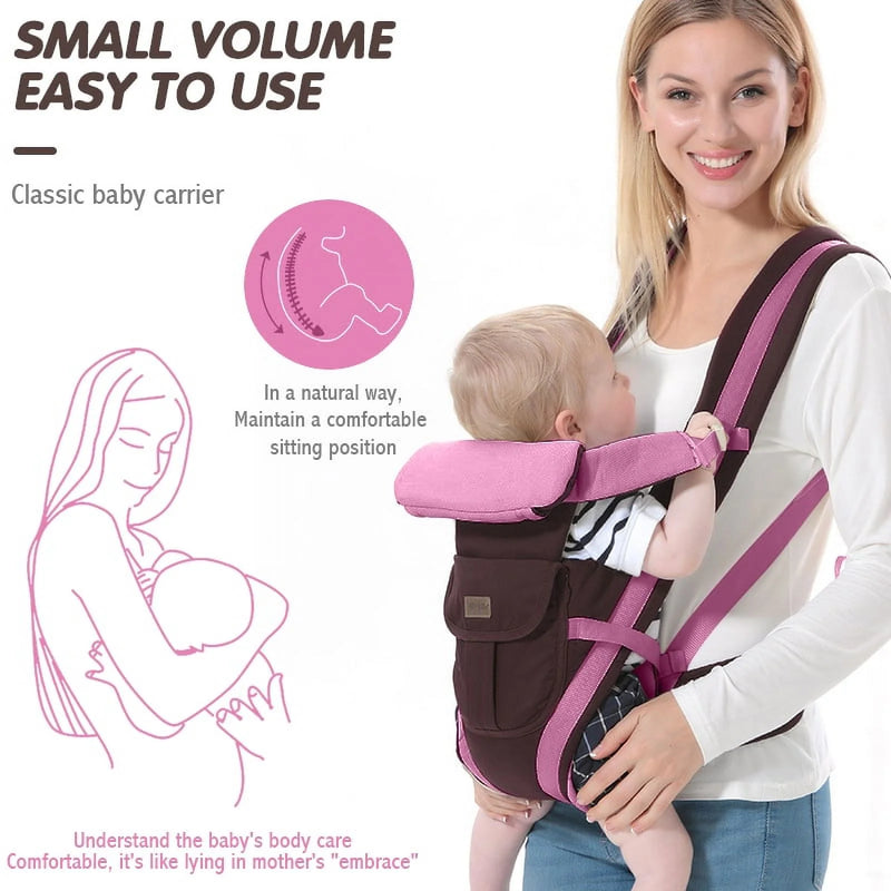 Ergonomic Baby Carrier Backpack, Lightweight Windproof 4 Positions Front and Back Pink Wrap Rider,360 Ergonomic All Season Baby & Child Infant Toddler Newborn Carrier Backpack