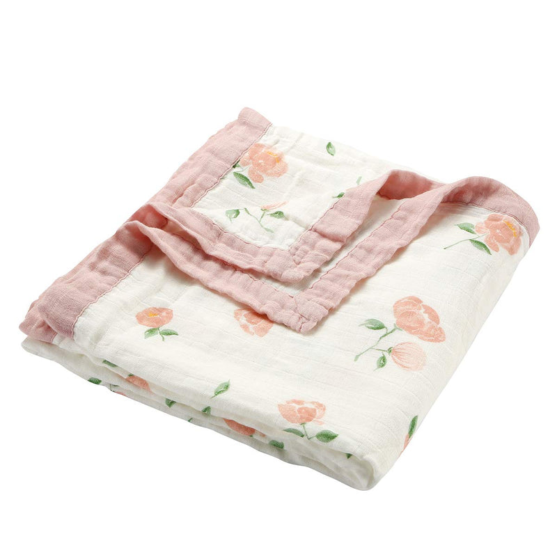 Muslin Baby Toddler Blanket- Large, Ultra-Soft Pink Rose Blanket for Girls- Baby Everything Blanket-Two Layer Stroller Blanket (Pink Rose)