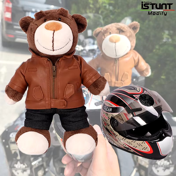 Motorcycle Small Helmet Pet Handsome Helmet Rally Motorcycle Bear Doll Helmet Model Ornament Doll Dog Cat Head Protection