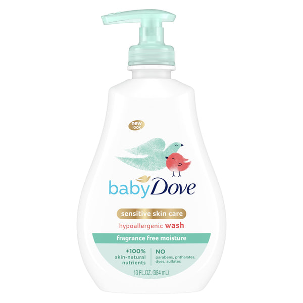 Sensitive Skin Care Baby Wash for Baby Bath Time Fragrance Free Moisture Fragrance Free and Hypoallergenic, Washes Away Bacteria 13 Oz