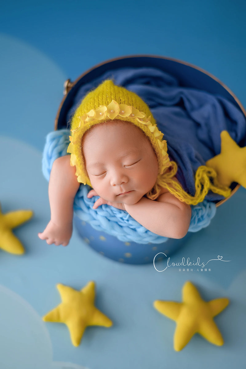 Vintage Newborn Photography Props Hat Hand Knitted Sleep Bonnet Crochet Baby Star Hat Photo Product