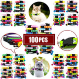 Wholesale 100Pcs Dog Collar with Bell Customize Adjustable Pet Product Accessories Buckles Cat ID Tag Bow Ties Rabbit Neckties