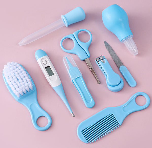 9 PCS Baby Grooming Baby Nail Kit,  Protable Newborn Nursery Health Care Set Include Baby Comb Nail Clipper Nose Cleaner Etc for Baby Girl & Boy Gifts Newborn Gift Set,Blue