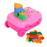 DIY Educational Blocks Baby Travel Case Plastic Rolling Luggage for Toddler