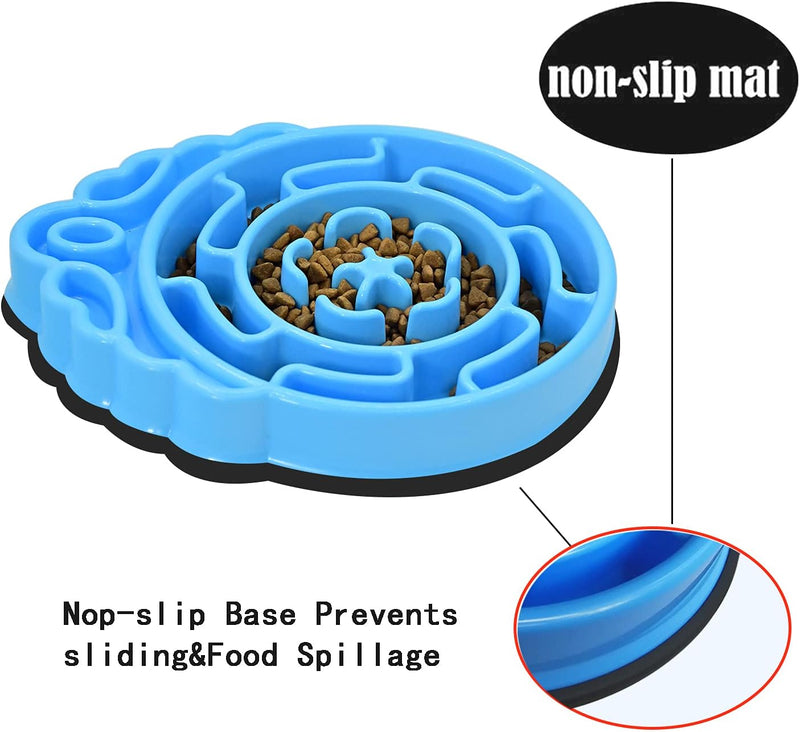 Slow Feeder Dog Bowls,Puzzle Feeder Bloat Stop to Slow down Eating,Pet Slower Food Feeding Dishes for Medium Small Dogs & Puppies (Blue Water Drop)