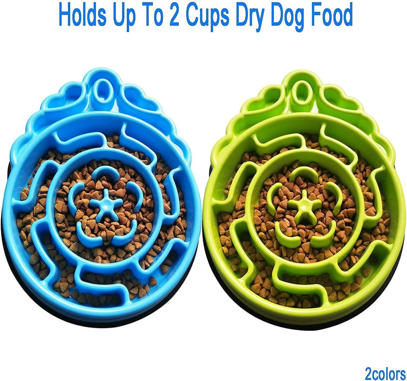 Slow Feeder Dog Bowls,Puzzle Feeder Bloat Stop to Slow down Eating,Pet Slower Food Feeding Dishes for Medium Small Dogs & Puppies (Blue Water Drop)