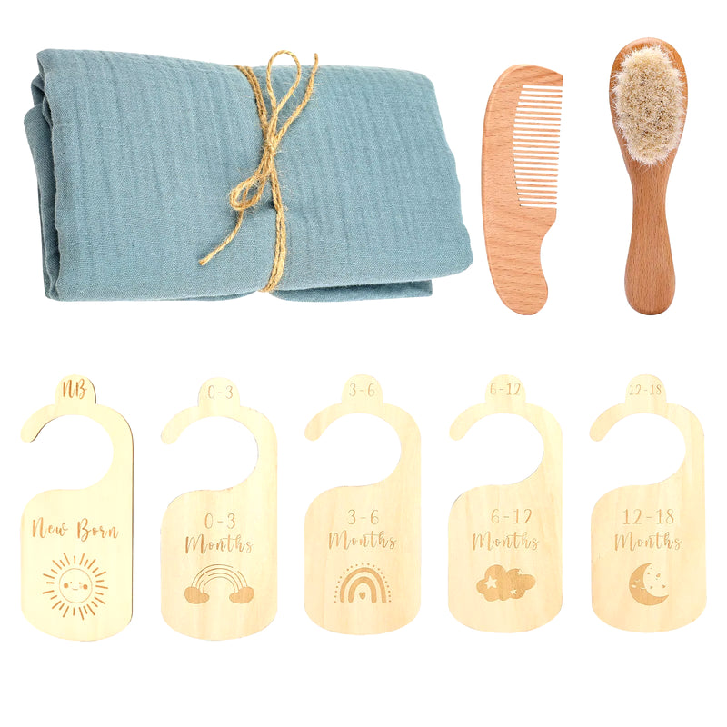 1 Set Newborn Bath Toy Set Baby Double Sided Cotton Bath Towel Wardrobe Dividers Brush Photography Supplies Bath Gift Product