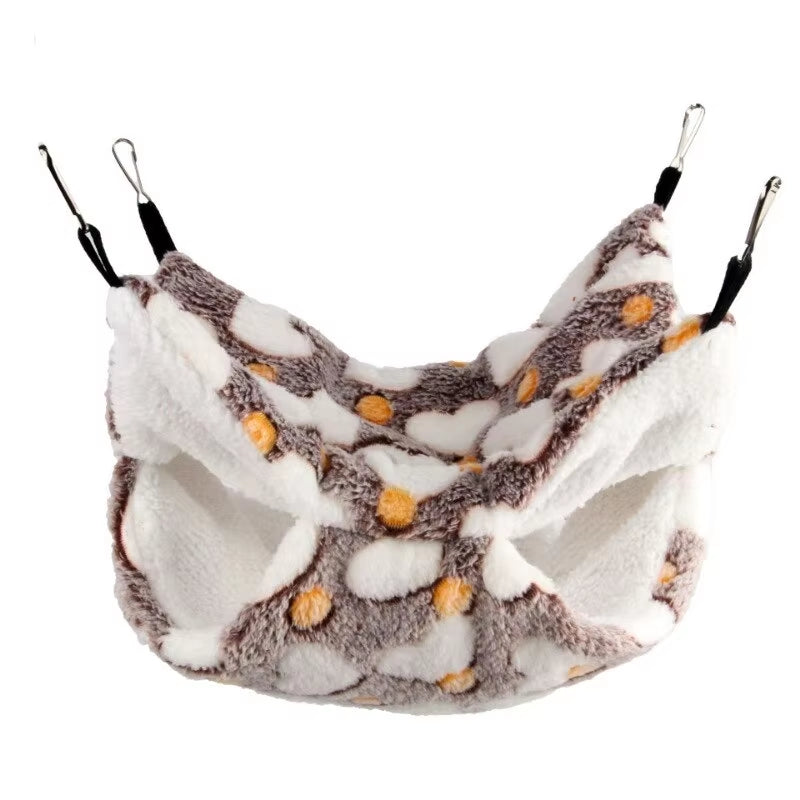 Hamster Hammock Small Pet Hanging Bed Double Warm Thickened Honeybug Flying Squirrel Guinea Pig Hammock Pet Cage Accessories